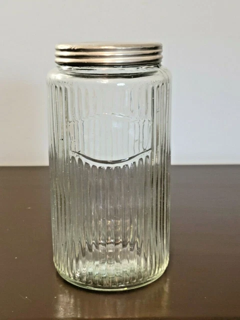 Antique Hoosier Cabinet Mission Style Storage 8" Tall Jar w/ Lid No Label #S