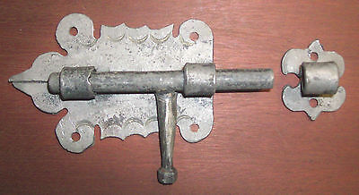 Pa. Dutch Barrel Bolt Latch & Keeper, Colonial Wrought Iron made by Blacksmith