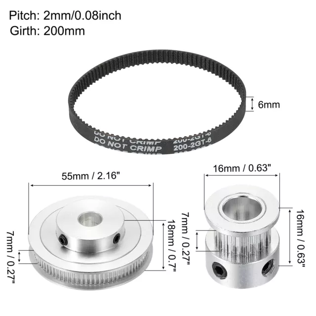 Timing Pulley 20&80 Teeth 8mm&10mm Bore Synchronous Wheel with Belt/Wrench,1 Set 2