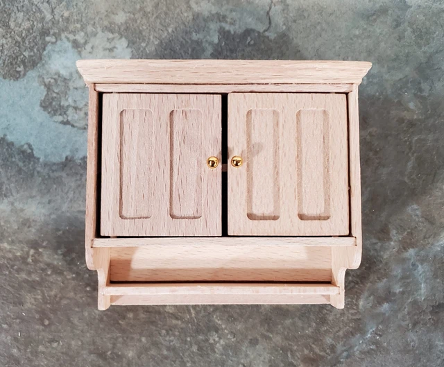 Dollhouse Kitchen Cupboard Cabinet Hanging with Doors Unpainted 1:12 Scale