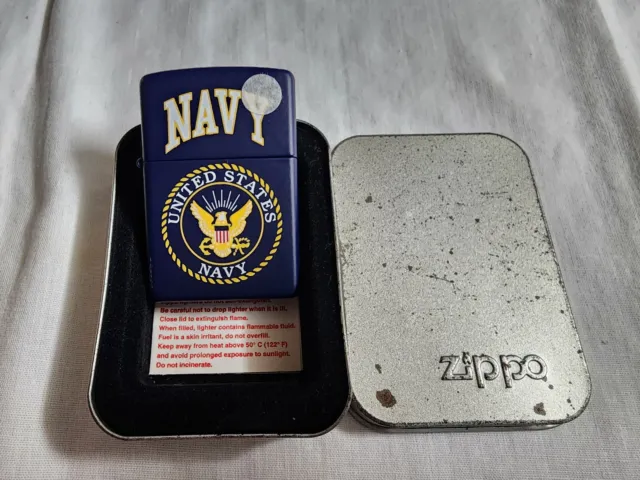 Zippo 2004 Navy Blue Matte Lighter U.S. Navy With Box. NEW SEALED UNUSED. RARE