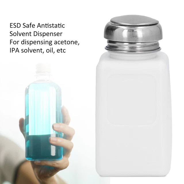 200ML Press Type Solvent Dispenser ESD Safe Bottle W/ Stainless Steel Lid