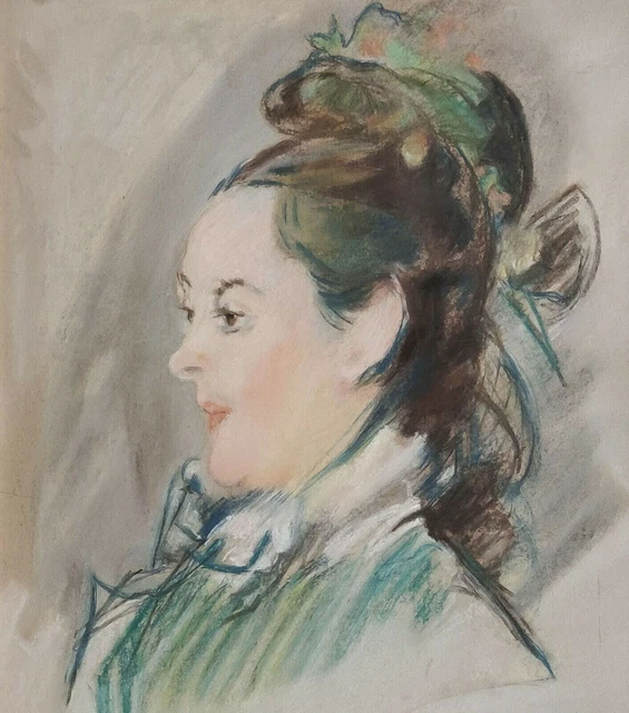 Dibujo Retrato Mujer Blusa Pastel