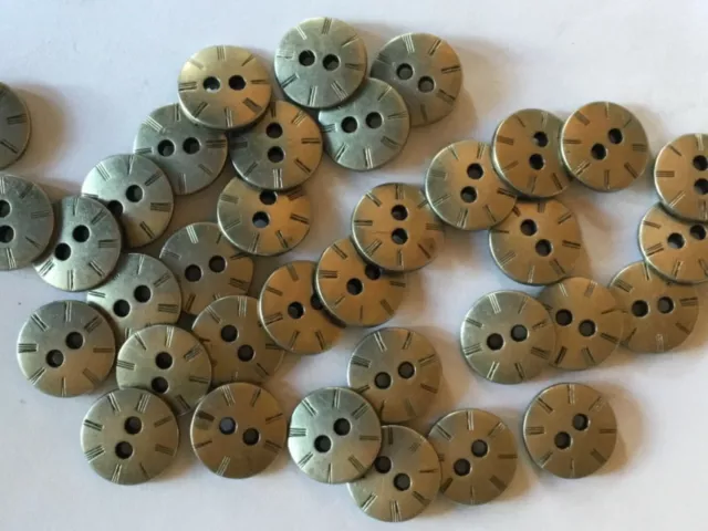 30 Silver Colour Metal 15mm  2 Hole Good Quality Buttons (C41)