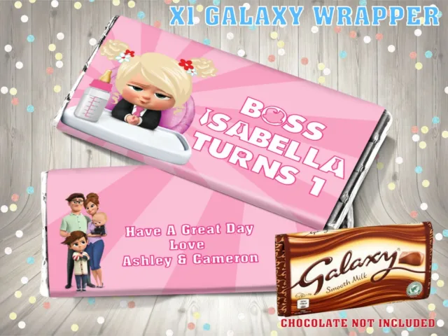 PERSONALISED Girl Bossy Baby CHOCOLATE BAR WRAPPER fit Galaxy 110g Birthday Gift