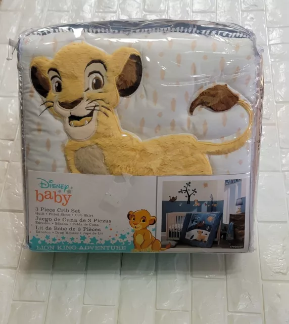 Disney Baby Lion King Adventure Blue 3-Piece Crib Bedding Set By Lambs & Ivy NEW