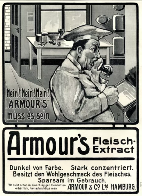 Armour Fleischextrakt Reklame 1905 Koch Hamburg Telefon telefonieren Werbung