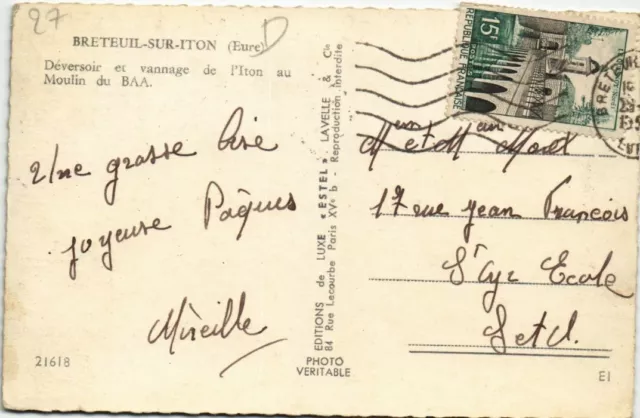 CPA BRETEUIL-sur-ITON Deversoir et Vannage de l'Iton au Moulin du BAA (1160224) 2