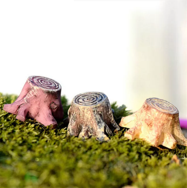 Cute DIY Tree Stump Base Mini Resin Crafts Fairy Garden Miniatures Doll House