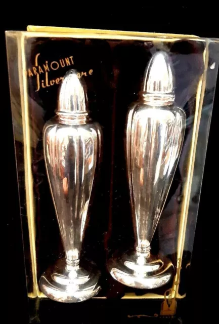 English ART DECO 1930s TOP QUALITY PERFECT SILVER PLATED Salt & Pepper Shakers