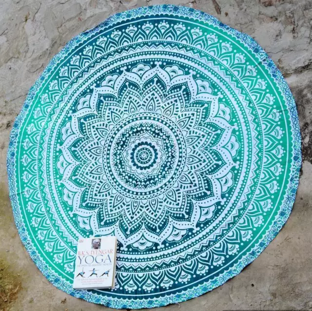 ombre Mandala Bohemien Strand Wurf Runde Tapisserie Hippie Wurf Yoga-Matte Decke