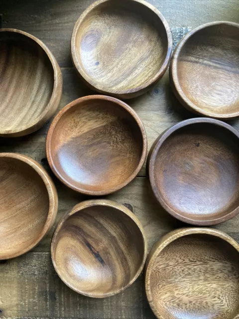 Hand Turned 4 Inch Acacia Wood Bowl Dresser Vanity Or Nut Dish