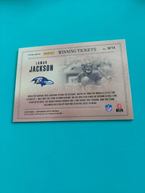 2020 Contenders Optic Lamar Jackson Silver Prizm Winning Tickets #WT4 Ravens 3