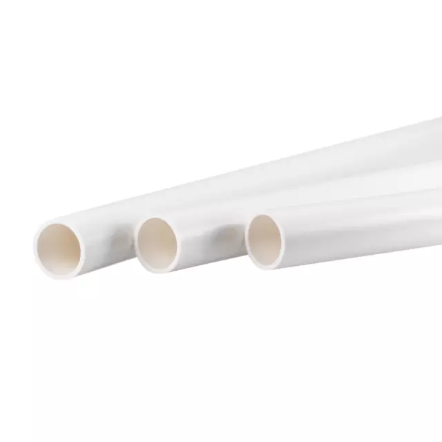 3pcs PVC Pipe 21mm ID x 25mm OD 0.5m Rigid Water Pipe Drain Pipe White