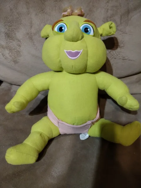 12" seated Shrek the 3rd girl Triplet Ogre Nanco. Baby Shrek pink diaper blond