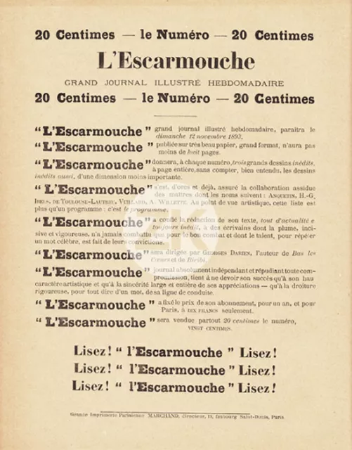 L' ESCARMOUCHE Georges DARIEN Anarchiste Journal Satirique LAUTREC Ibels 1893