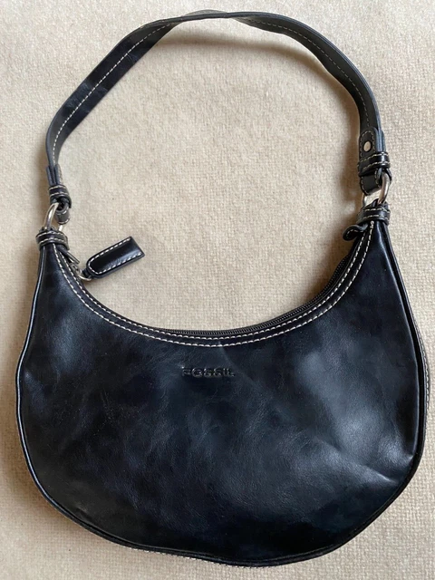 Petit Sac à Main Coccinelle En Cuir Vintage Noir - Porté épaule - Très Bon état - Fabriqué En Italie