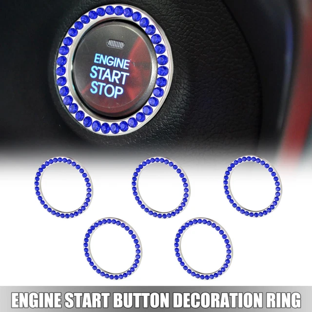 6 Pcs Car Engine Start Stop Decoration Ring Push Start Button Knob Trim Blue