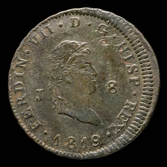 1819, 8 Maravedis Ferdinand VII, Jubia  Mint - 32 mm / 10.42 gr.