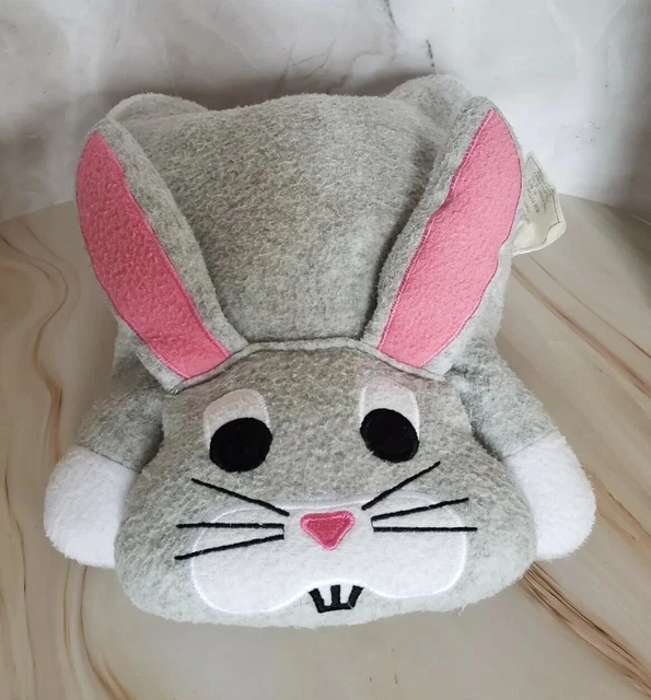 Vintage Crown Craft Pillow Buddies Babies Gray Bunny Rabbit Plush Stuffed RARE