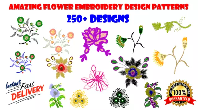 Amazing 250+ Beautiful Flower Embroidery Design Patterns Ready Art/Pes/Hus