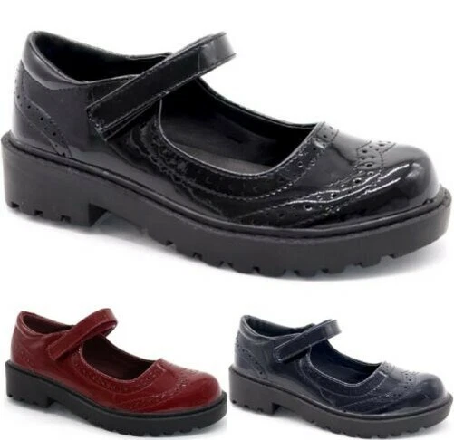 Bambini Piatto Cinturino per la Scuola Nero Bambola Fibbia Mocassini SHOES