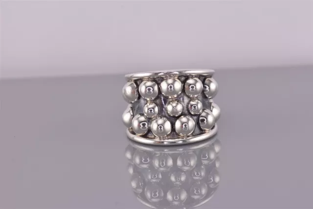 Taxco Sterling Silver 17mm Polished Ball Tapered Band Ring 11g Mex 925 Sz: 6