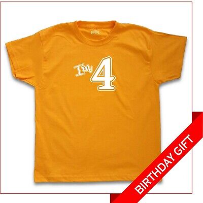 Sono 4 4TH giallo Compleanno Bambini T-Shirt Regalo Ragazzi Ragazze quattro quarto TOP TEE Party