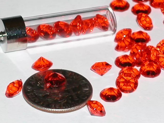 25 Fun acrylic high luster Red diamond point crystals gems for bottles New 5.5mm