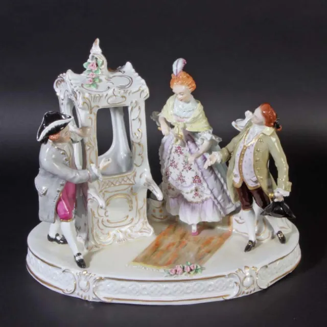 Sitzendorf Porcelain Figurine Thuringia Big Group Handkutsche Elegante Figurines