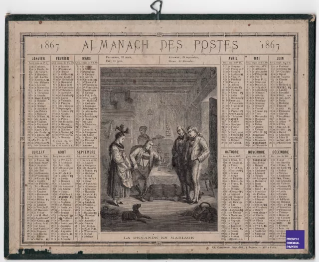 Almanach calendrier des Postes Année 1867 - Oberthur Gravure Demande en Mariage