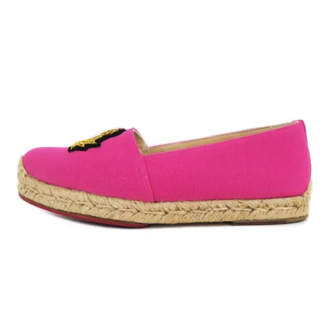 Christian Louboutin Espadrille GALIA FLAT Shoes Pink Canvas Women's 35 US5 22cm 2