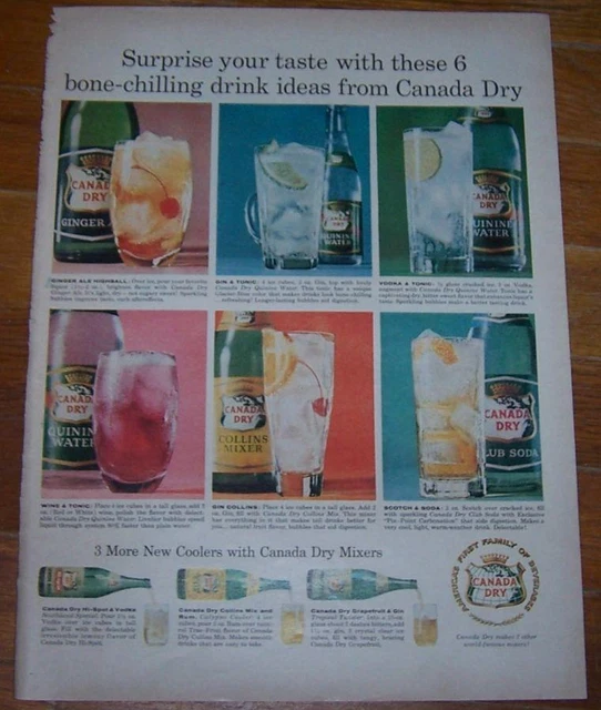 Canada Dry Mixers 6 Bone Chilling Drinks 1959 Life Magazine Color Advertisement
