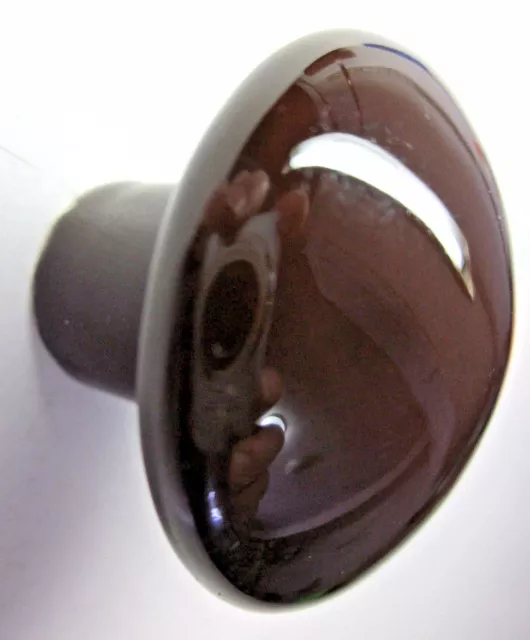 Amerock BP-725A Porcelain Brown Pull Knob Cabinet Door 1-3/8" Round 1 Vtg MCM
