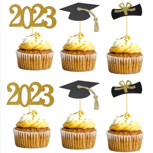48-Pack 2025 Graduation Cupcake Toppers - Blue Celebration Decorations - View #10
