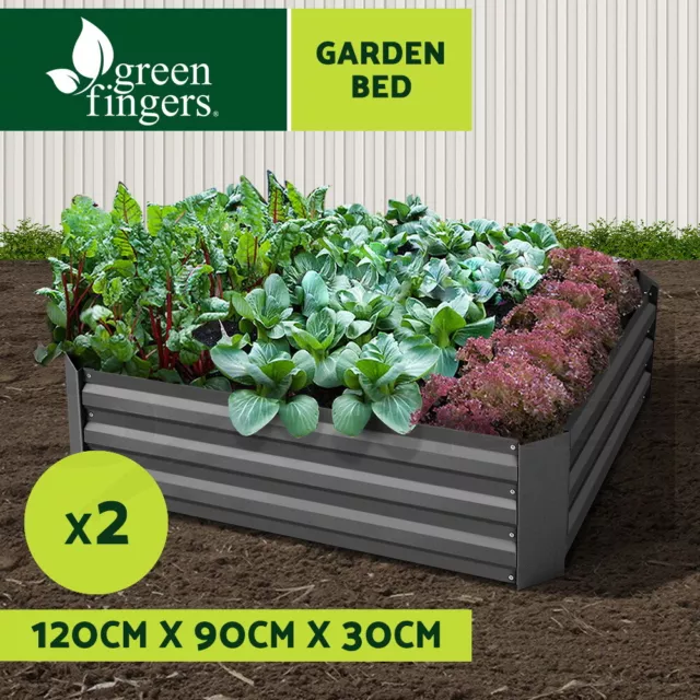 Greenfingers 2x Garden Bed 120x90cm Planter Box Raised Container Galvanised Herb