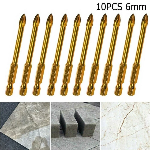 Drill Bits Spear Head Hex-Shank For Titanium Ceramic Tile Marble Glass 6mm-10x