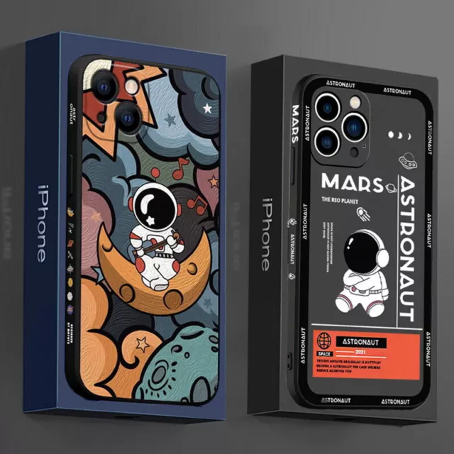 Hülle für iPhone 14 13 Pro Max 12 11 X XR 8 Astronauten-Silikon Handy Case Cover