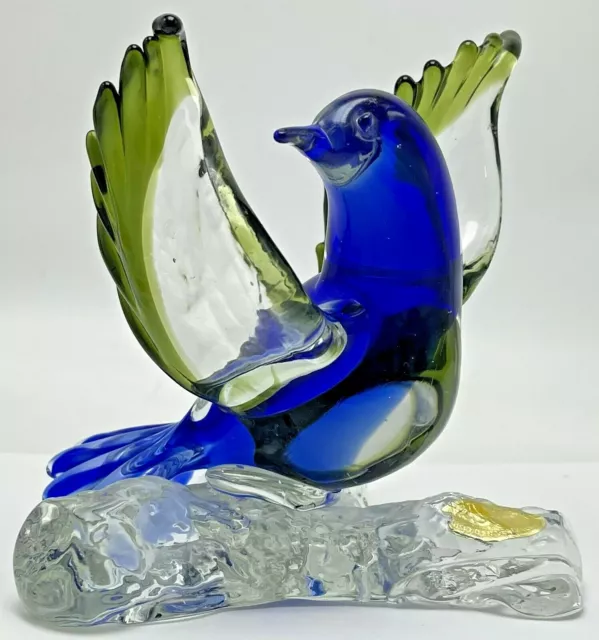 Arte Murano Icet Art Glass Bird on Branch Figurine Paperweight Venezuela