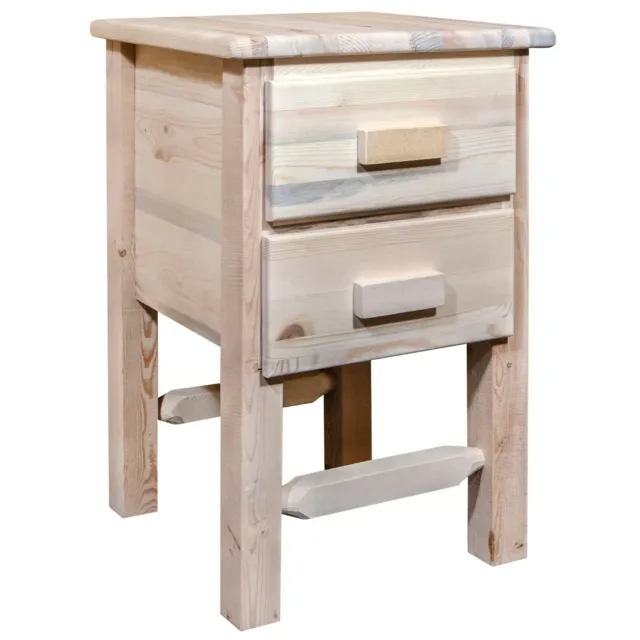 Rustic Night Stand FARMHOUSE STYLE Amish Made End Table with 2 Drawers