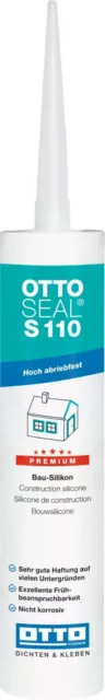 Premium-Bau-Silikon Ottoseal S110 310 ML Pour Intérieur et Extérieur Neutre