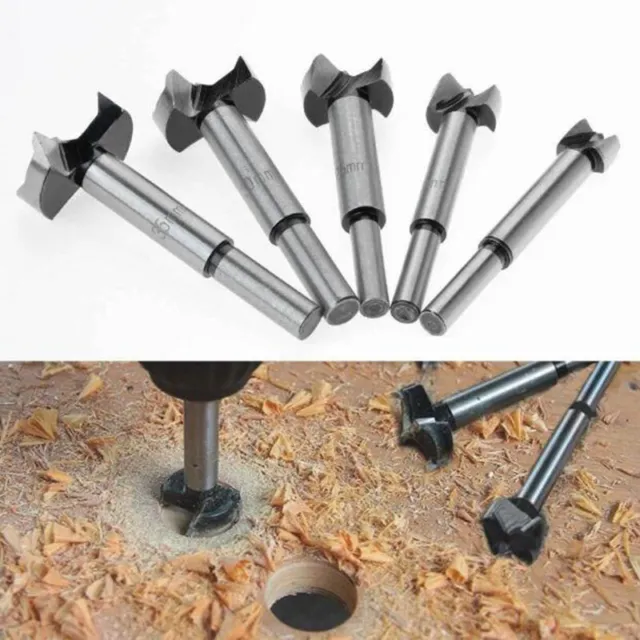 5Pcs Forstner Wood Drill Bit Set Hole Saw Cutter Wood Tools with Round Shank #km