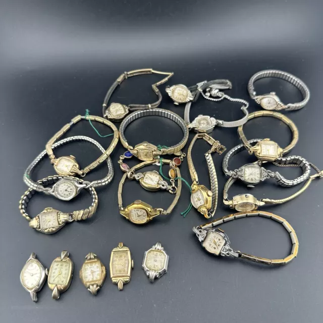 Vintage Art Deco Ladies Gold Filled & Rgp Bezel Watch Lot Of 20 Watches - As Is