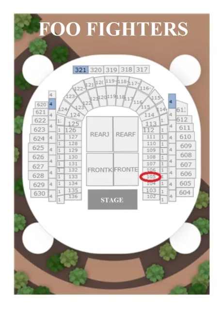 Foo Fighters Tickets x 3 - Sydney, 9th Dec 2023 - A-Reserve Section 105-1, Row 6