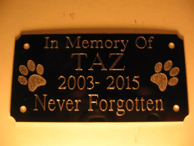 Dog Paw Pet Engraved Bench Memorial Plaque Plate Sign 85x45mm