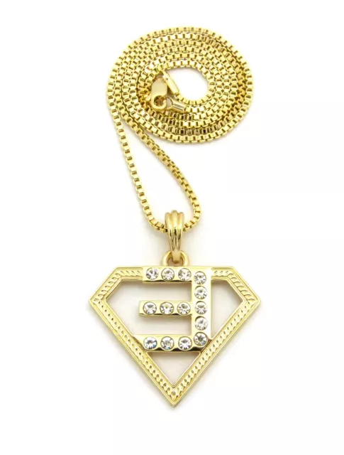 NEW HIP HOP EMINEM PENDANT & 24" 2mm BOX CHAIN GOLD PLATED*