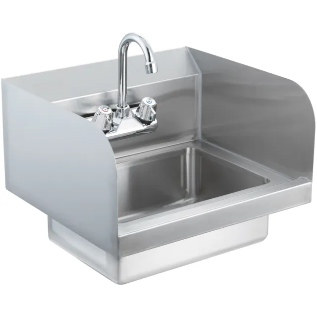 VEVOR Wall Mount Hand Wash Sink 17"x 15" Stainless Steel w/ Faucet & Splash NSF