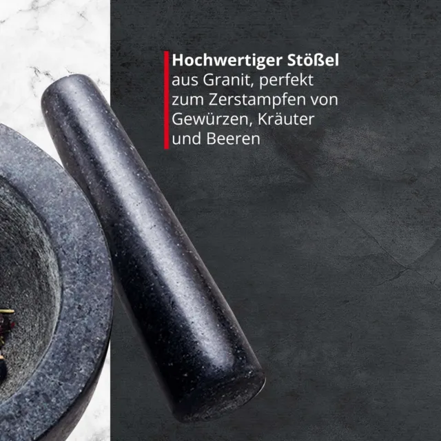 XXL Mörser mit Stößel Granit Gewürzzerkleinerer Schwarz Ø=15,0cm,Gewürz Mörser 3
