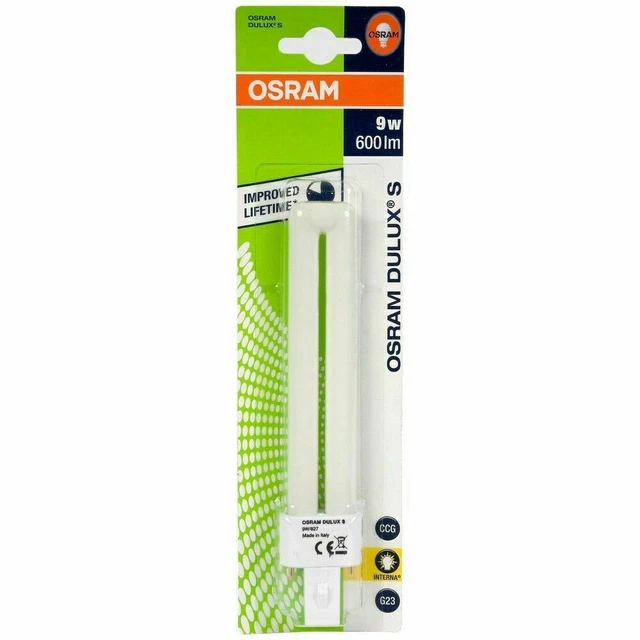 Osram Dulux S 2 PIN 5w 7w 9w 11w PLS Compact Fluorescent Lamp G23 Cap 240v Lynx