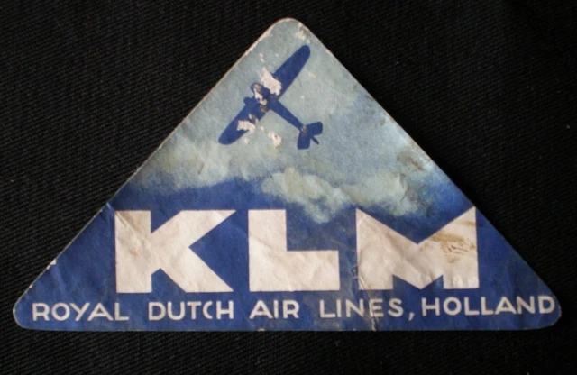 KLM ROYAL DUTCH AirLines 1960s ORIGINAL Baggage Label Etiquette Sticker ...